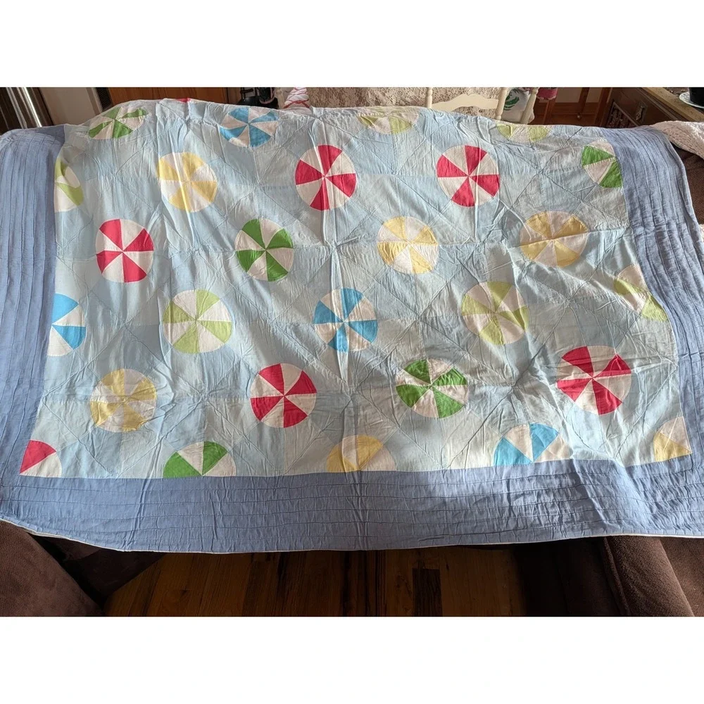 Beach Ball Handmade Quilt Featuring a Curved Piecing Pattern 65 X 71 Twin Child